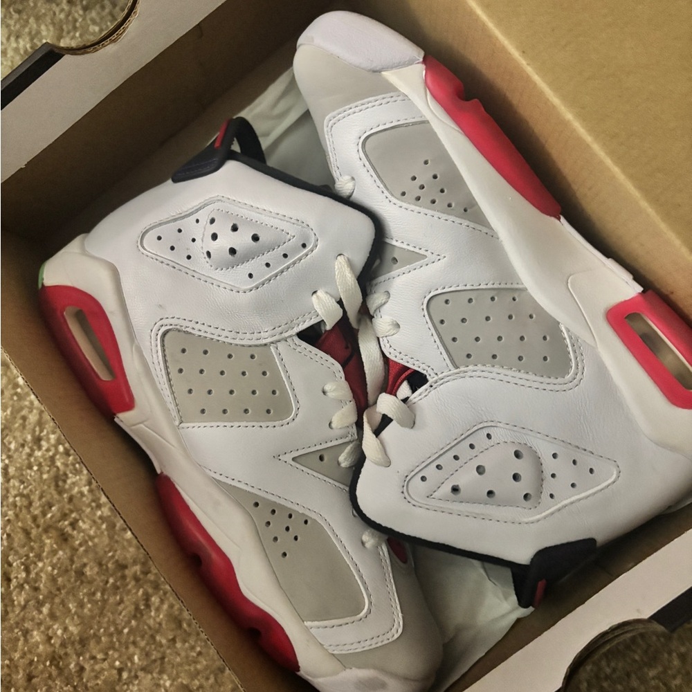 Kids White and Red Sneakers